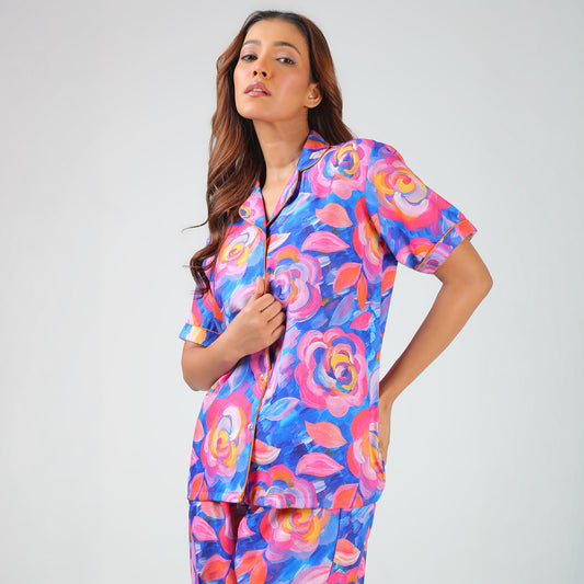 Floral Canvas Pajama Set